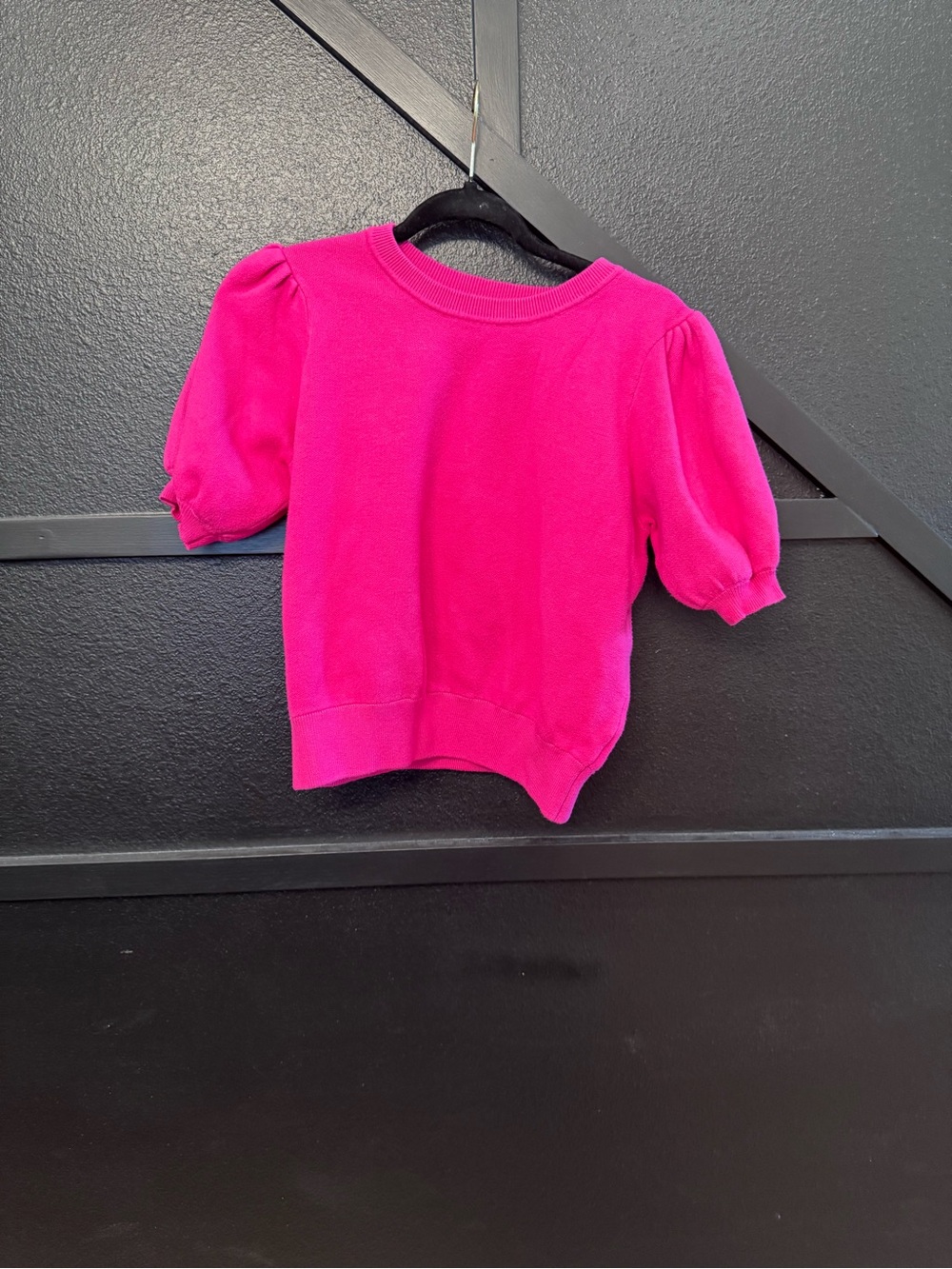 English Factory Hot Pink Puff Sleeve Knit Top